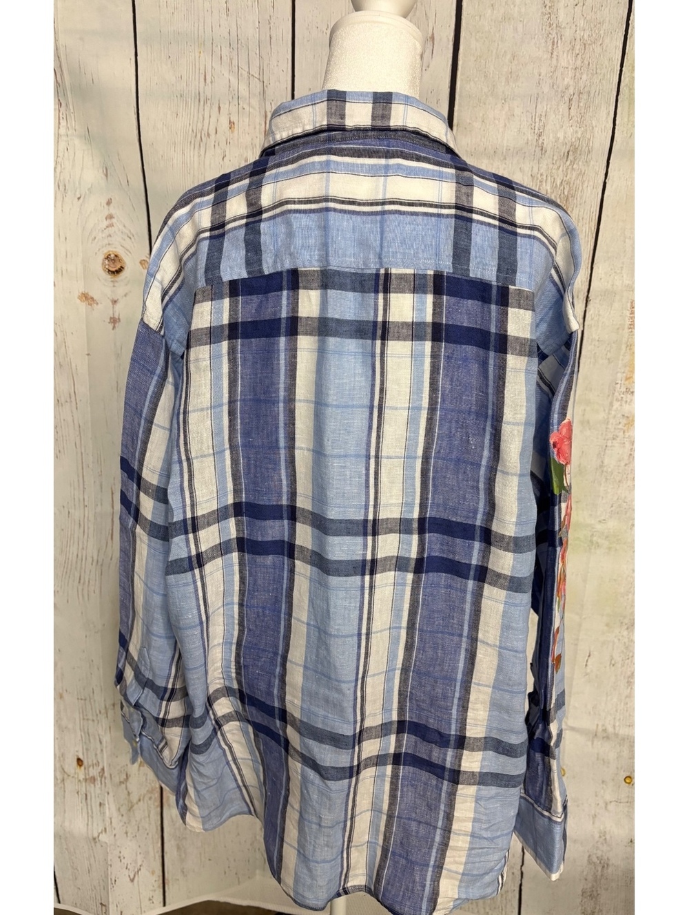 Lauren Ralph Lauren Women's Linen Plaid Button-Up Shirt w/Floral Print Size 1X - Picture 3 of 9